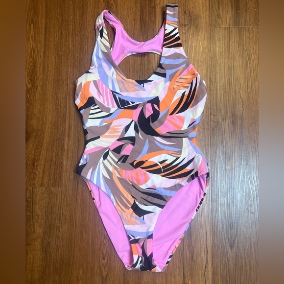 Kikirio Other - Kikirio XS Multicolor Reversible One-Piece Swimsuit Pink Abstract Racerback New